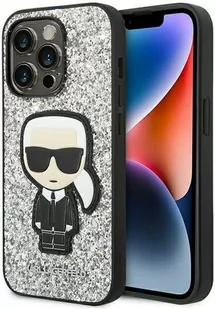 Karl Lagerfeld KLHCP14XGFKPG iPhone 14 Pro Max 6,7" hardcase srebrny/silver Glitter Flakes Ikonik - Etui i futerały do telefonów - miniaturka - grafika 1