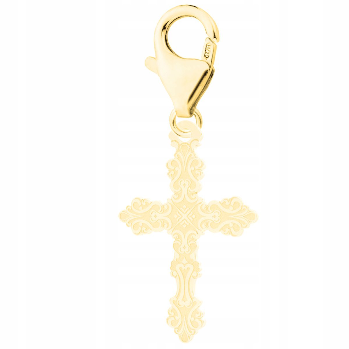 Złota Zawieszka Karabińczyk z Krzyżem Cross Krzyż Krzyżyk SREBRO 925