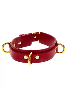 Akcesoria BDSM - Taboom Taboom Bondage in Luxury D-Ring Collar Deluxe Red - grafika 1