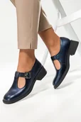 Półbuty damskie - Granatowe półbuty skórzane damskie z wycięciami PRODUKT POLSKI Casu 585-40 - miniaturka - grafika 1