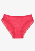 Majtki damskie - Fuksjowe Bawełniane Majtki Figi z Koronką z Przodu Bivora - miniaturka - grafika 1