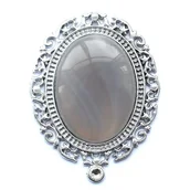 Broszki - UNIKAT - broszka kameliowa z agatem szarym - miniaturka - grafika 1