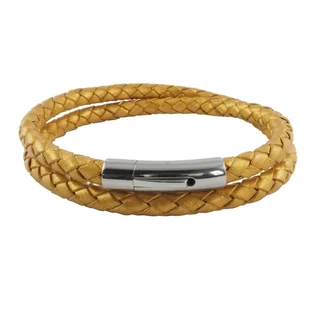 König Design skórzany naszyjnik skórzany pasek skórzana bransoletka 6 mm męski naszyjnik 17 cm - 100 cm pleciony, długość: 25 centymetrów, kolor: złoty - Naszyjniki męskie - miniaturka - grafika 1
