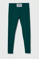 Spodnie i spodenki dla dziewczynek - Guess legginsy dziecięce kolor zielony gładkie - miniaturka - grafika 1