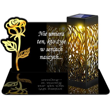 ZNICZ SOLARNY LED WIECZNY PODSTAWKA NA CMENTARZ GRÓB lampka Róża 3D