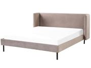 Łóżka - Łóżko welurowe 160 x 200 cm beżowoszare ARETTE Lumarko! - miniaturka - grafika 1