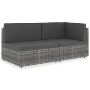 VidaXL Sofa modułowa 2-osobowa, rattan PE, szara 49524