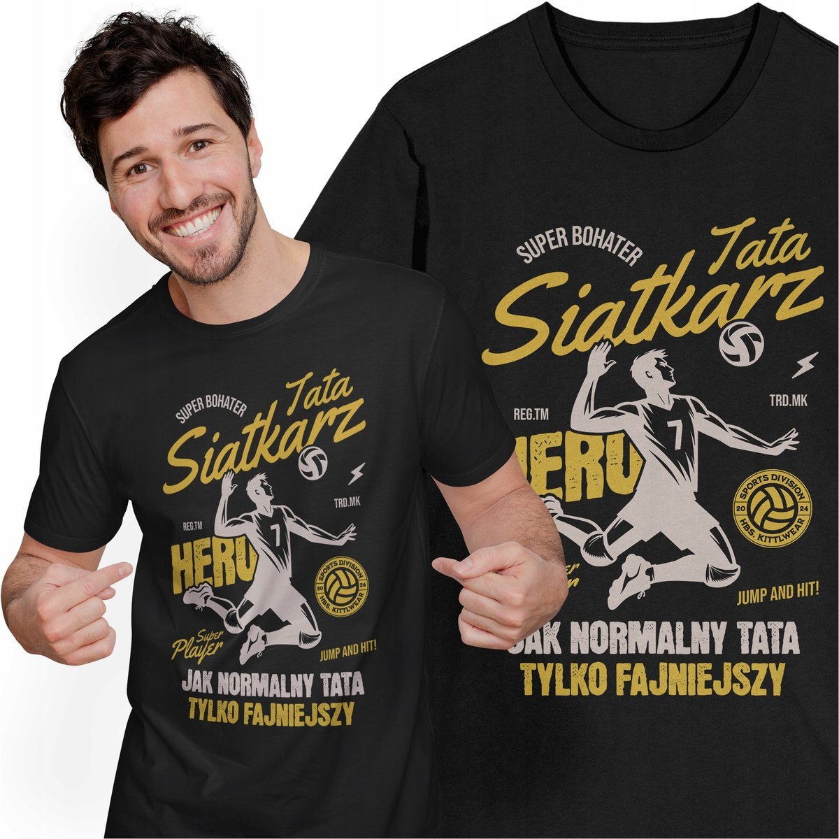 Koszulka Męska Dzień Taty Ojca T-shirt Tata dla Taty Siatkarza Sportowca