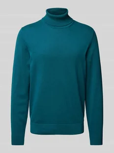 Golf o kroju regular fit z bawełny z prążkowanymi wykończeniami - Swetry męskie - miniaturka - grafika 1
