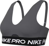 Biustonosze - Nike Damski sportowy biustonosz Pro Indy Plunge Bra Sw, Iron Grey/White, HF5961-068, XS - miniaturka - grafika 1