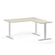 Biurka - Stół z regulacją wysokości, 3 silniki, 745 - 1215 mm, narożnik L/P, blat 1600 x 1600 mm, podstawa biała, brzoza - miniaturka - grafika 1