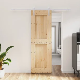 vidaXL Drzwi przesuwne z osprzętem, 70x210 cm, lite drewno sosnowe - Ogrodzenia - miniaturka - grafika 10