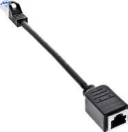 Patchcordy - InLine InLine® Patch cord extension, RJ45 protector, S/FTP PiMf, Cat.6A, halogen-free, copper, black, 0.2m - miniaturka - grafika 1