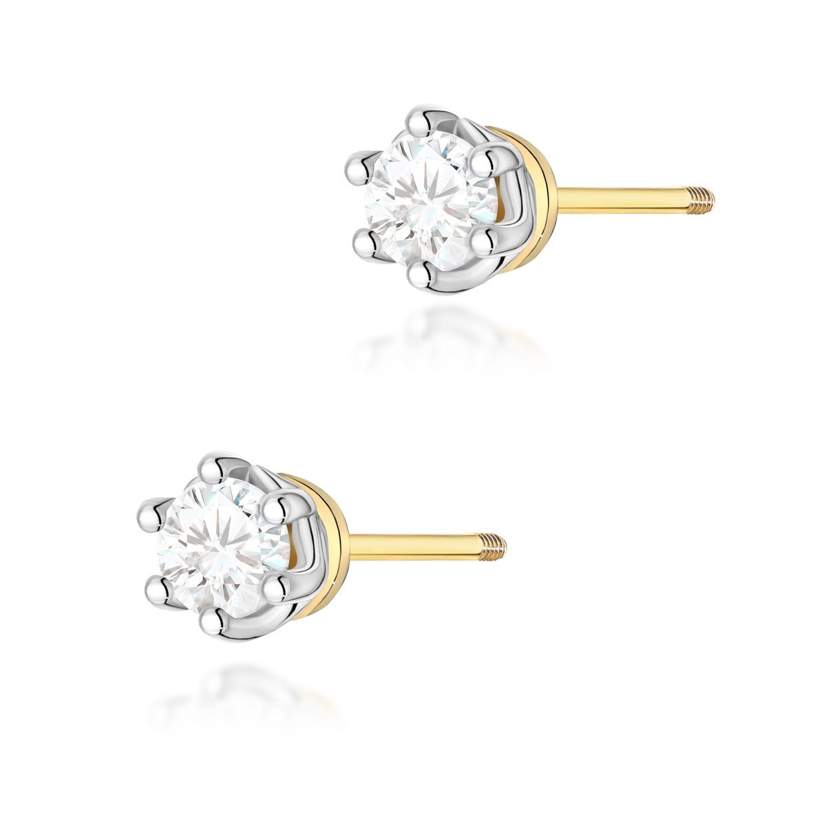 Złote kolczyki K0069 Diament 2 x 0,40ct żółte złoto sztyft zakręcany pr. 585