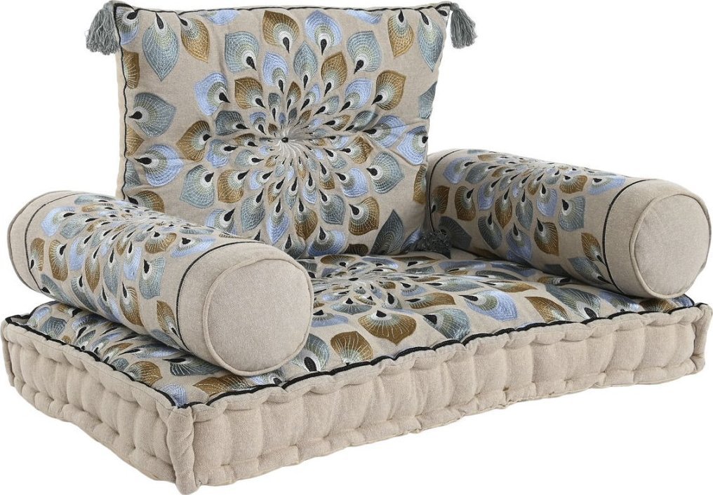 DKD Home Decor Fotel ogrodowy DKD Home Decor Niebieski Beżowy 90 x 55 x 18 cm
