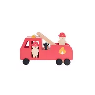 Zabawki interaktywne dla dzieci - JaBaDaBaDo Drewniany pojazd - wóz strażacki W7055 - miniaturka - grafika 1