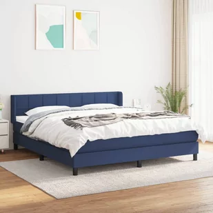 Łóżko kontynentalne z materacem, niebieskie, tkanina, 160x200cm Lumarko - Łóżka - miniaturka - grafika 1