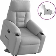 Fotele - vidaXL Podnoszony fotel masujący, elektryczny, rozkładany, szary - miniaturka - grafika 1