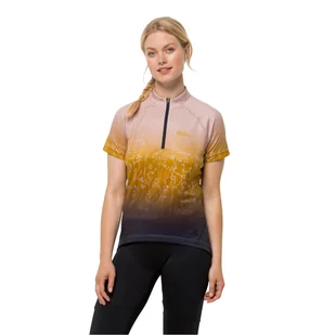 Damska koszulka rowerowa Jack Wolfskin MOROBBIA HZ PRINT T W rose smoke 51 - XS - Koszulki i topy damskie - miniaturka - grafika 1