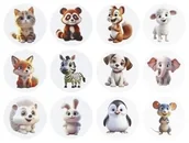 Szkolne artykuły papiernicze - Naklejki papierowe na taśmie Zwierzątka 500szt - miniaturka - grafika 1