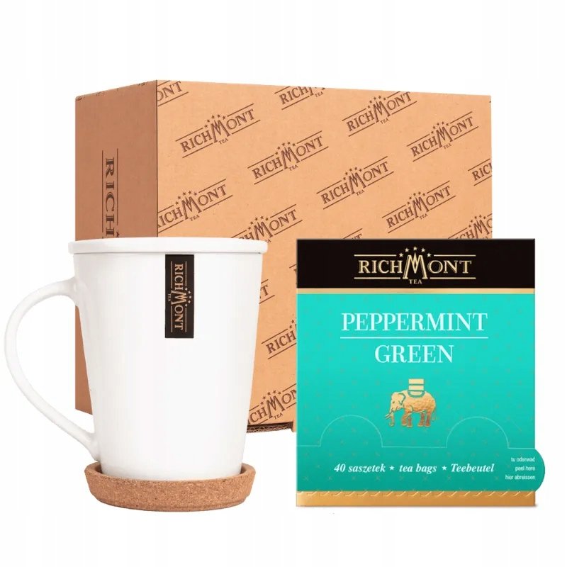 Zestaw Herbatka Richmont Peppermint Green 40 saszetek +Zestaw Kubek Wieczko