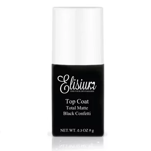 Elisium, baza pod lakiery hybrydowe Top Coat Total Matte Black Confetti, 9g - Lakiery hybrydowe - miniaturka - grafika 1