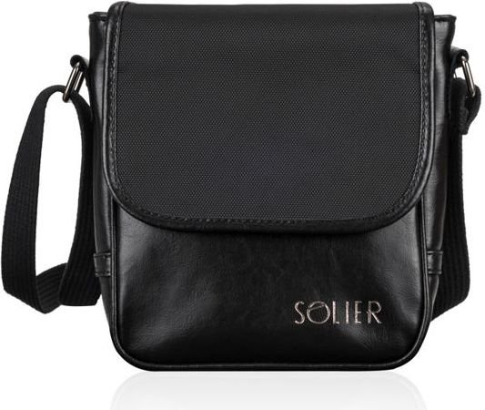 Solier Torba skórzana listonoszka czarna
