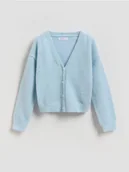 Swetry dla dziewczynek - Reserved - Dzianinowy kardigan - jasnoniebieski - miniaturka - grafika 1