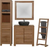 Ręczniki - Zestaw mebli łazienkowych Bjurholm teak lite drewno Bez wysokiej szafki 90 cm 90 cm Bez wieszaka na ręczniki - miniaturka - grafika 1