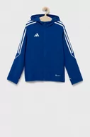 Bluzy dla dziewczynek - adidas Performance bluza dziecięca TIRO23 L WB Y kolor niebieski z kapturem gładka - miniaturka - grafika 1