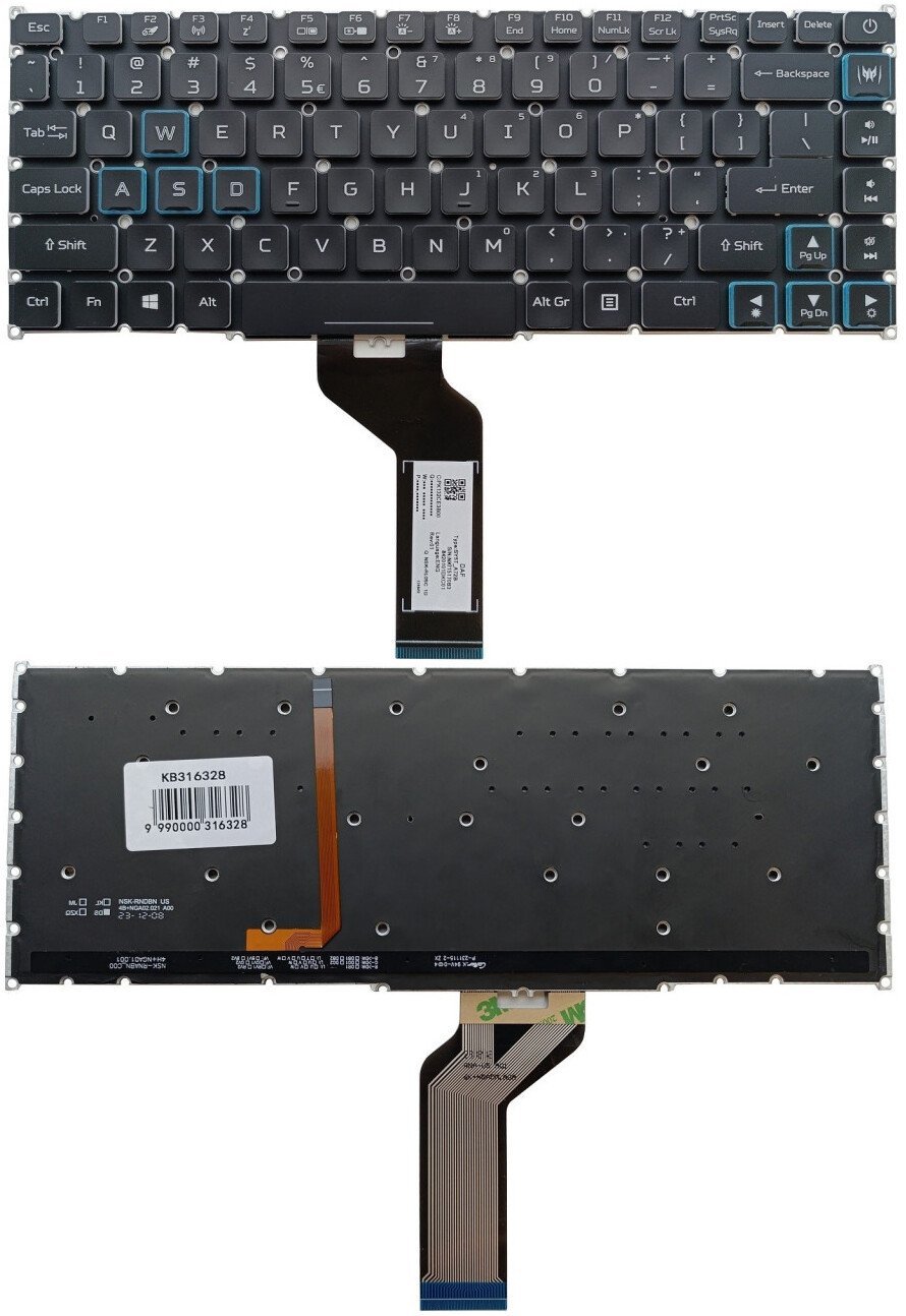 Klawiatura Acer Klaviatūra ACER: Predator Triton PT515-51, PT515-52, z podświetleniem RGB, US