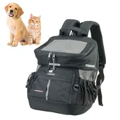 Torebki damskie - Ferplast Plecak dla psa VOYAGER BACKPACK, torba na zakupy dla kota, torba na psy, szeroki otwór, regulowane paski, pasek bezpieczeństwa, z poduszką, maks. 10 kg, 33 x 23 x 41 H, czarny - miniaturka - grafika 1