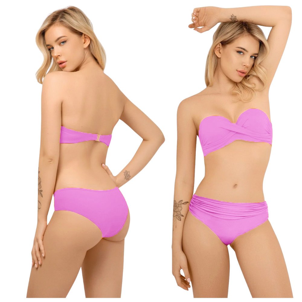Strój Kąpielowy Komplet Bikini Dwuczęściowy Bez Ramiączek Kostium Sapphire S