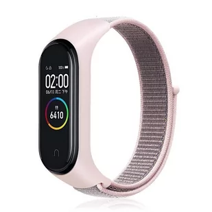 Opaska Pasek Bransoleta Nylon Xiaomi Mi Band 3 / 4 / 5 / 6 Pudrowa - Akcesoria do smartwatchy - miniaturka - grafika 1