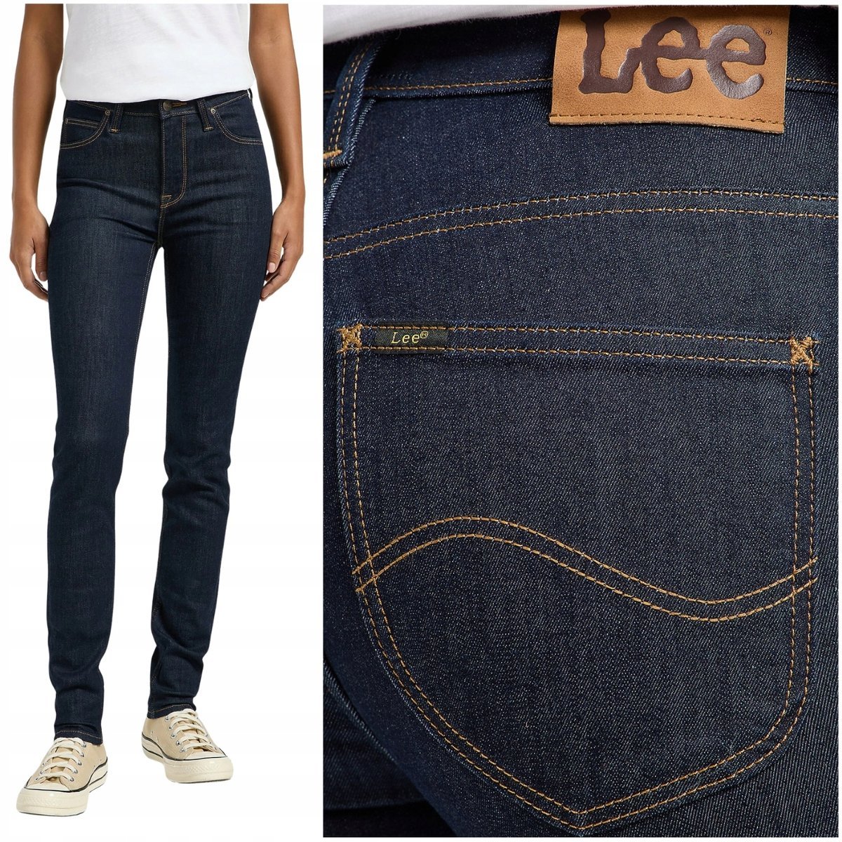 Lee SCARLETT HIGH Rinse wysokie damskie spodnie jeansowe rurki W28 L33