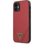 Etui i futerały do telefonów - Guess Saffiano V - Etui na iPhone 12 Mini czerwone GUHCP12SVSATMLRE - miniaturka - grafika 1