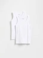 Moda i Uroda OUTLET - Reserved - Bawełniany podkoszulek 2 pack - biały - miniaturka - grafika 1