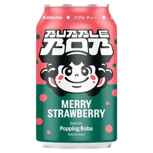 Bubble Bob Merry Strawberry Napój z czarną herbatą sokiem truskawkowym pękającymi kuleczkami 330 ml - Soki i napoje niegazowane - miniaturka - grafika 1