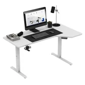 Biurka - Biurko elektryczne z regulowaną wysokością blatu Leader 9.1, lewo i prawostronne, z pamięcią ustawień, kolor Biały - miniaturka - grafika 1