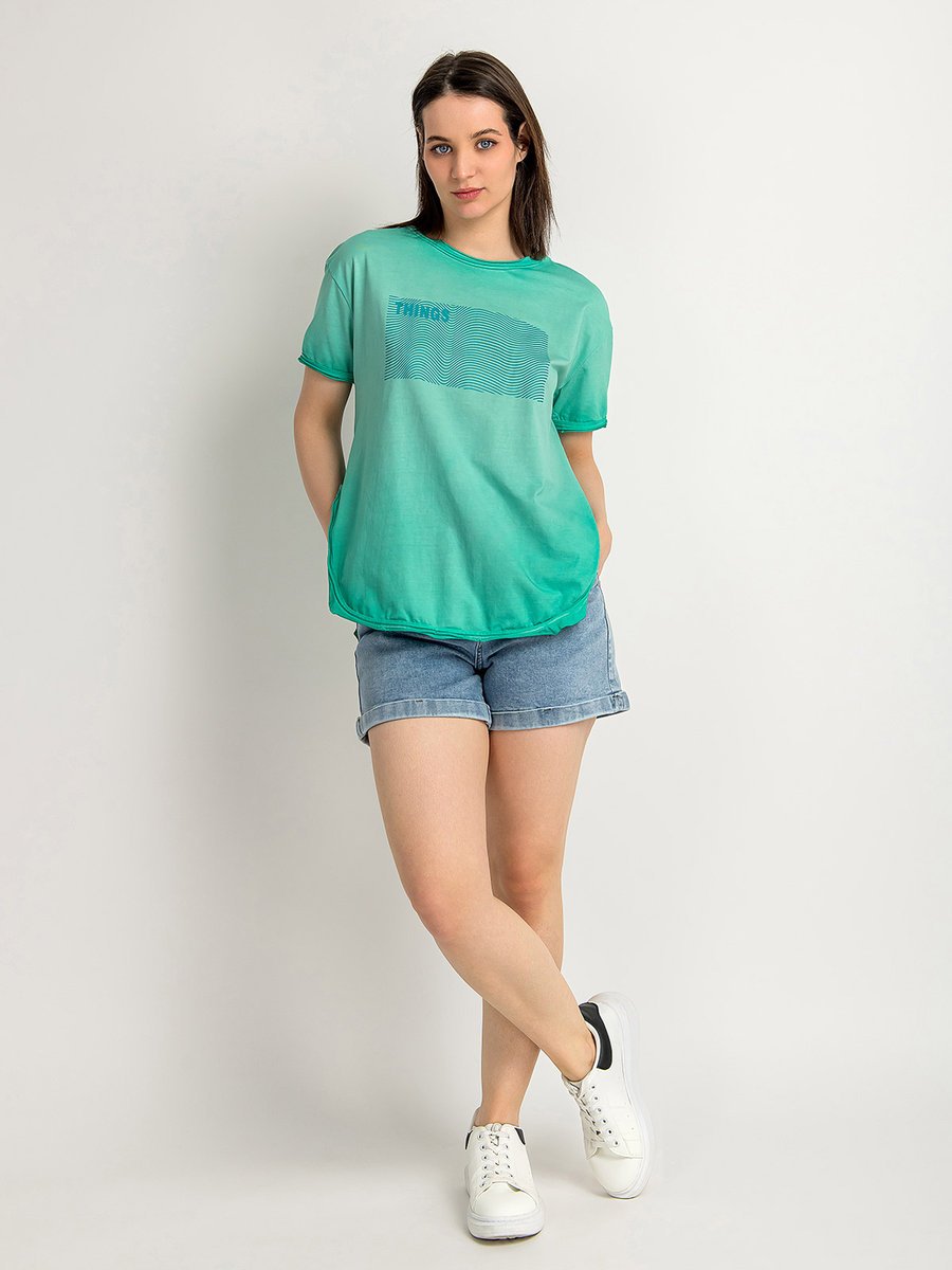 Bluzka z krótkim rękawem M miętowy