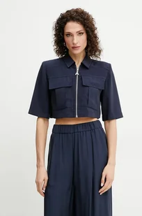 Patrizia Pepe koszula damska kolor granatowy regular z kołnierzykiem klasycznym 2C1590 A573 - Koszule damskie - miniaturka - grafika 1