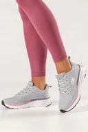 Sneakersy damskie - Szare Sneakersy Damskie Buty Sportowe Na Siłownię Na Białej Platformie Ze Żłobieniami Fioletowe Wstawki Sznurowane Casu Gf-Jx647-36 - miniaturka - grafika 1