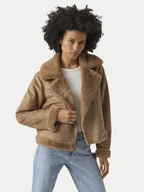 Płaszcze damskie - Vero Moda Kożuch Peggy 10290150 Brązowy Regular Fit - miniaturka - grafika 1