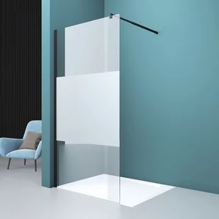 Ścianka prysznicowa 140 cm okucia czarne szkło pas mrożony 8mm Swiss Liniger - Ścianki i drzwi prysznicowe - miniaturka - grafika 1