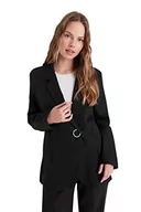 Płaszcze damskie - Trendyol Damski płaszcz z klapą, jednokolorowy, czarny, 38, Czarny, 64 - miniaturka - grafika 1