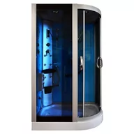 Kabiny z hydromasażem - Kabina prysznicowa z hydromasażem na niskim brodziku błękitne ścianki 120x85 prawa MO-18220 - miniaturka - grafika 1