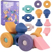 Układanki dla dzieci - Klocki Konstrukcyjne Miękkie Sensoryczne Gumowe Układanka 13 El. - miniaturka - grafika 1