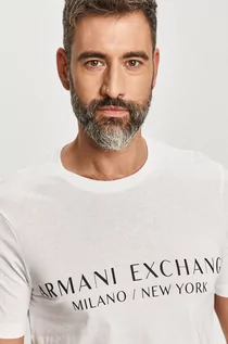 Koszulki męskie - Armani Exchange T-shirt 8NZT72.Z8H4Z.NOS męski kolor biały z nadrukiem - grafika 1
