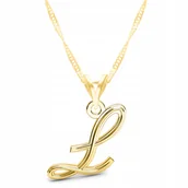 Naszyjniki - Złoty Naszyjnik z Litera Inicjałem Ozdobna Literka Znak Letter L SREBRO 925 - miniaturka - grafika 1