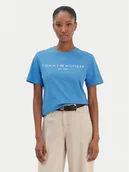 Koszulki i topy damskie - Tommy Hilfiger T-Shirt Logo WW0WW40276 Niebieski Regular Fit - miniaturka - grafika 1